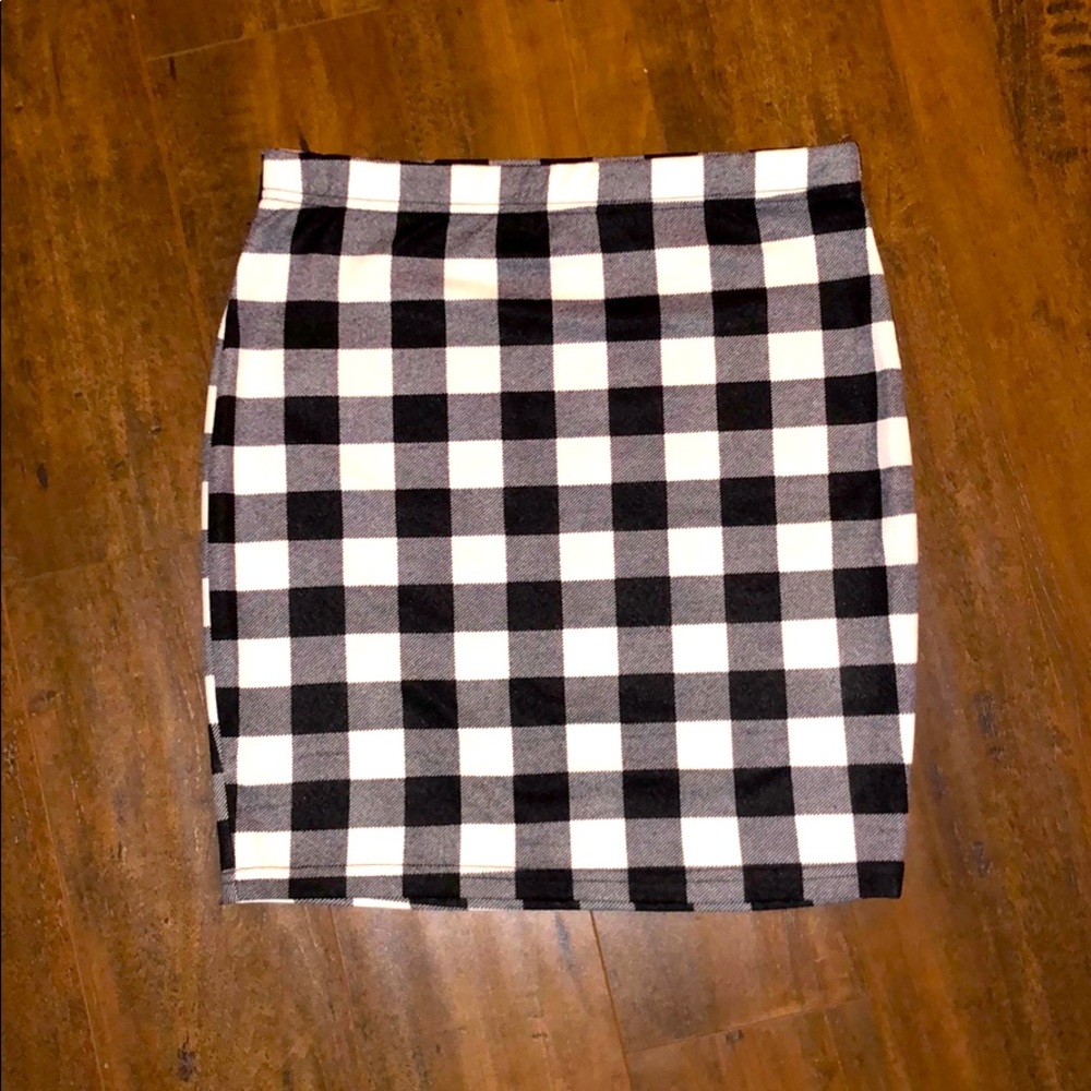 Black and white checkered skirt